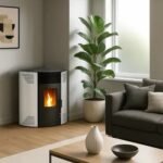 Stufa a pellet angolare Iseos 12,2 kW Bianco Sannover + Kit di installazione - Image 3